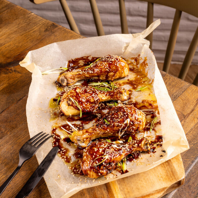 Chicken Legs with Balsamic Vinegar, Honey, and Sesame