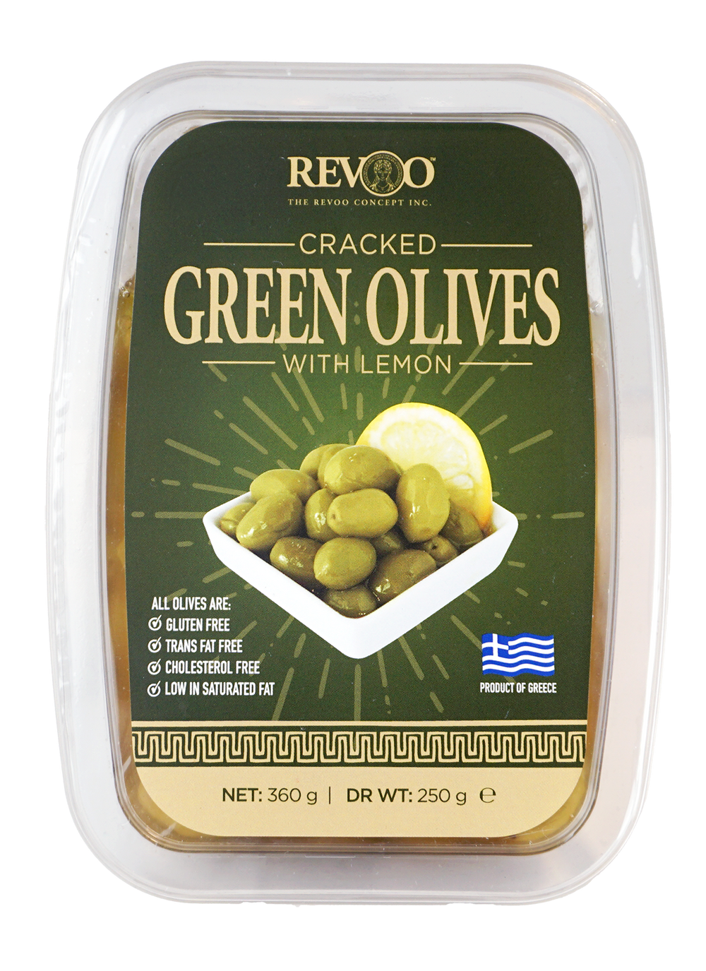Cracked Green Olives 250g Container